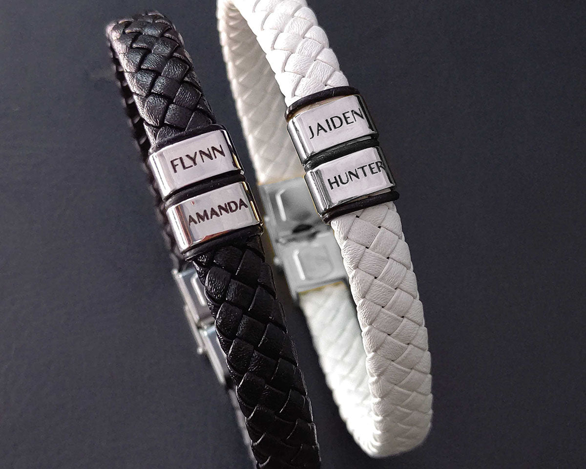 BUY ONE GET ONE Personalised Leather Bracelet First 2 Charms FREE | Belle Fever Personalised Jewellery