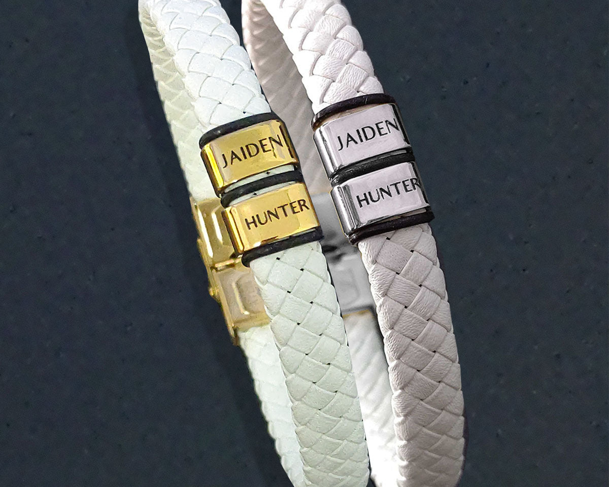 BUY ONE GET ONE Personalised Leather Bracelet First 2 Charms FREE | Belle Fever Personalised Jewellery