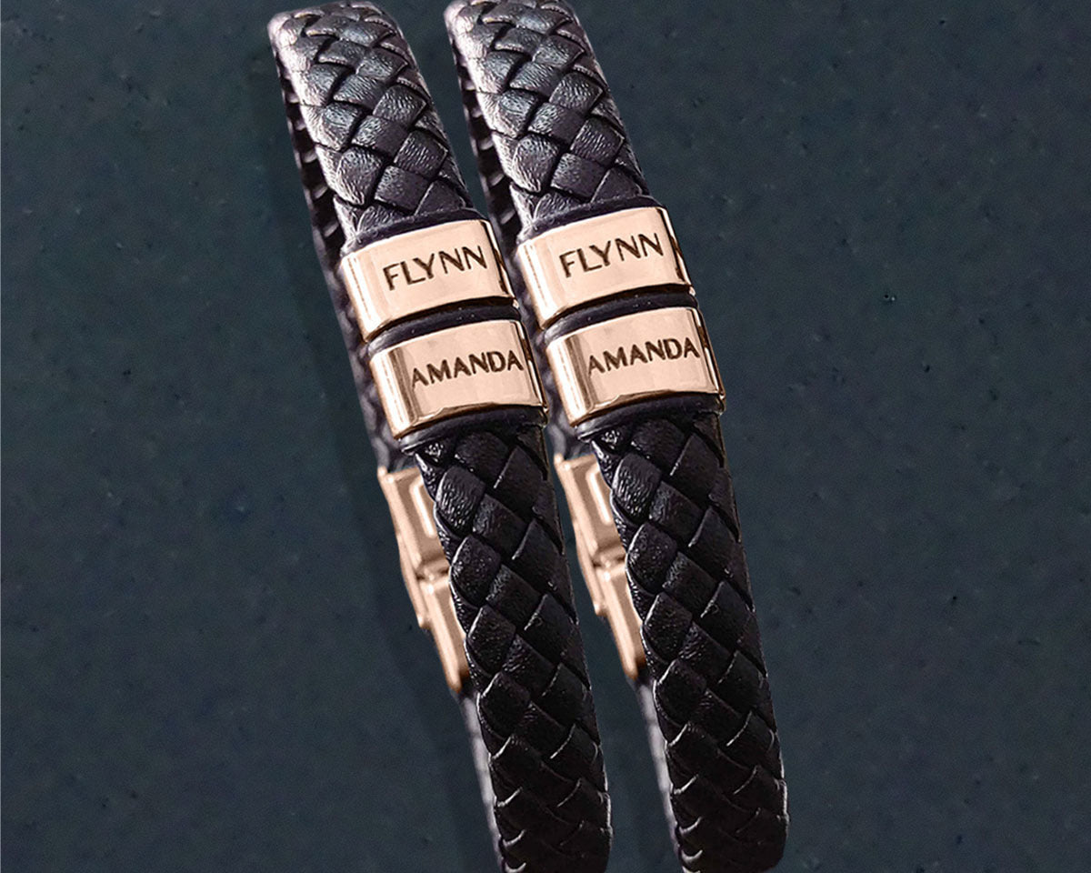 BUY ONE GET ONE Personalised Leather Bracelet First 2 Charms FREE | Belle Fever Personalised Jewellery