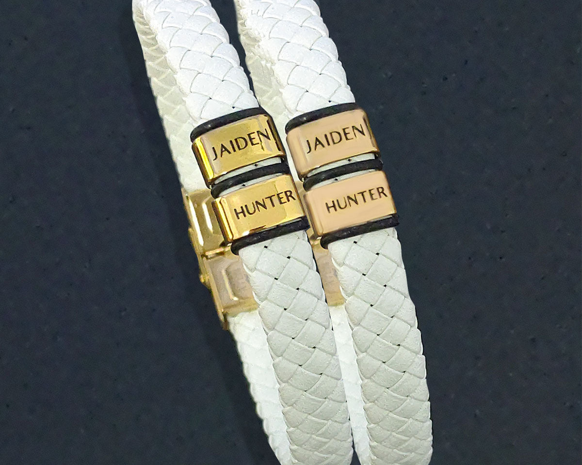 BUY ONE GET ONE Personalised Leather Bracelet First 2 Charms FREE | Belle Fever Personalised Jewellery