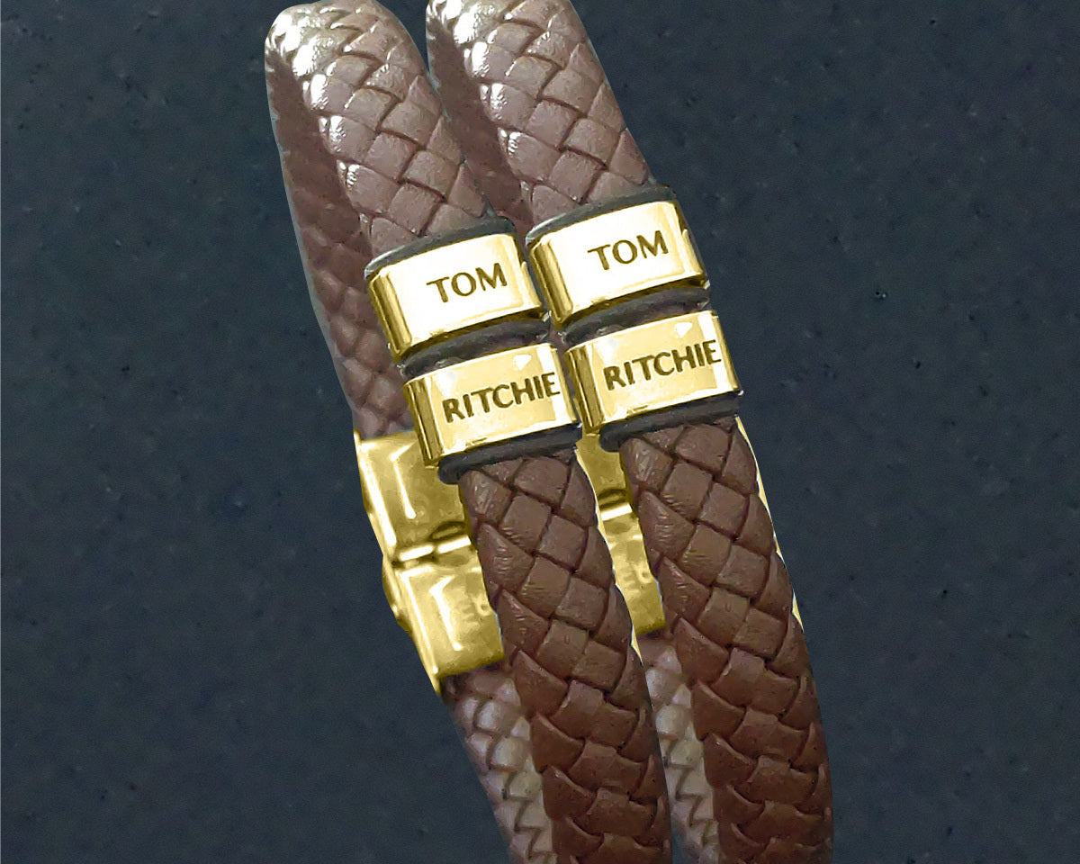 BUY ONE GET ONE Personalised Leather Bracelet First 2 Charms FREE | Belle Fever Personalised Jewellery