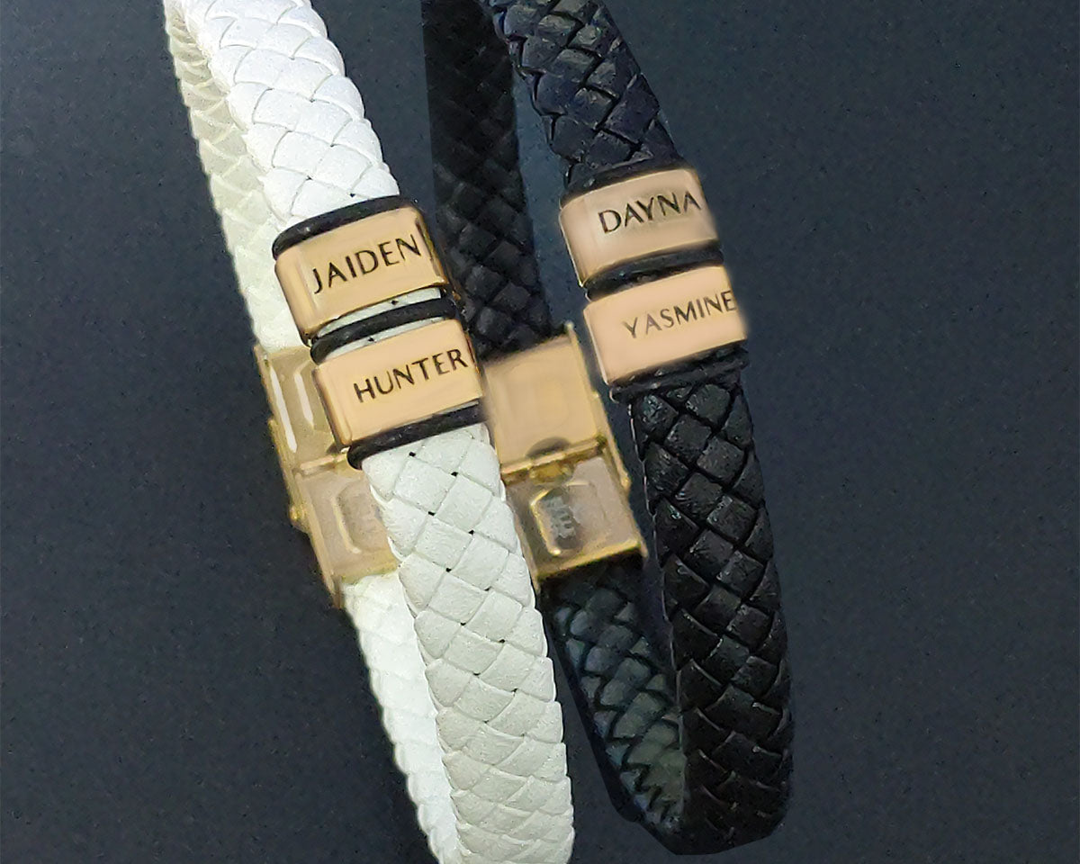 BUY ONE GET ONE Personalised Leather Bracelet First 2 Charms FREE | Belle Fever Personalised Jewellery