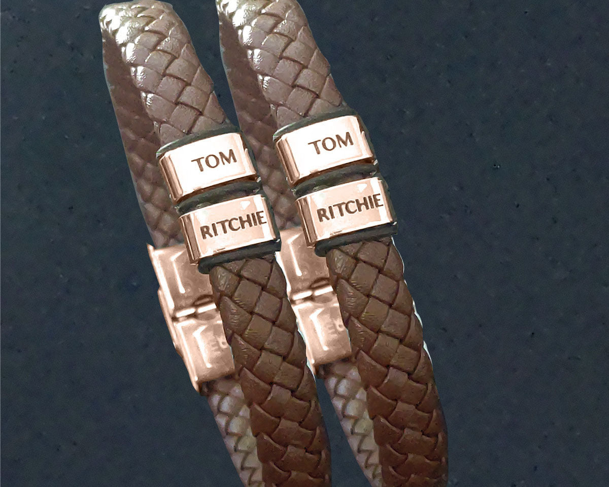 BUY ONE GET ONE Personalised Leather Bracelet First 2 Charms FREE | Belle Fever Personalised Jewellery