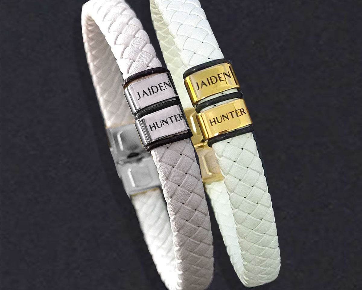 BUY ONE GET ONE Personalised Leather Bracelet First 2 Charms FREE | Belle Fever Personalised Jewellery