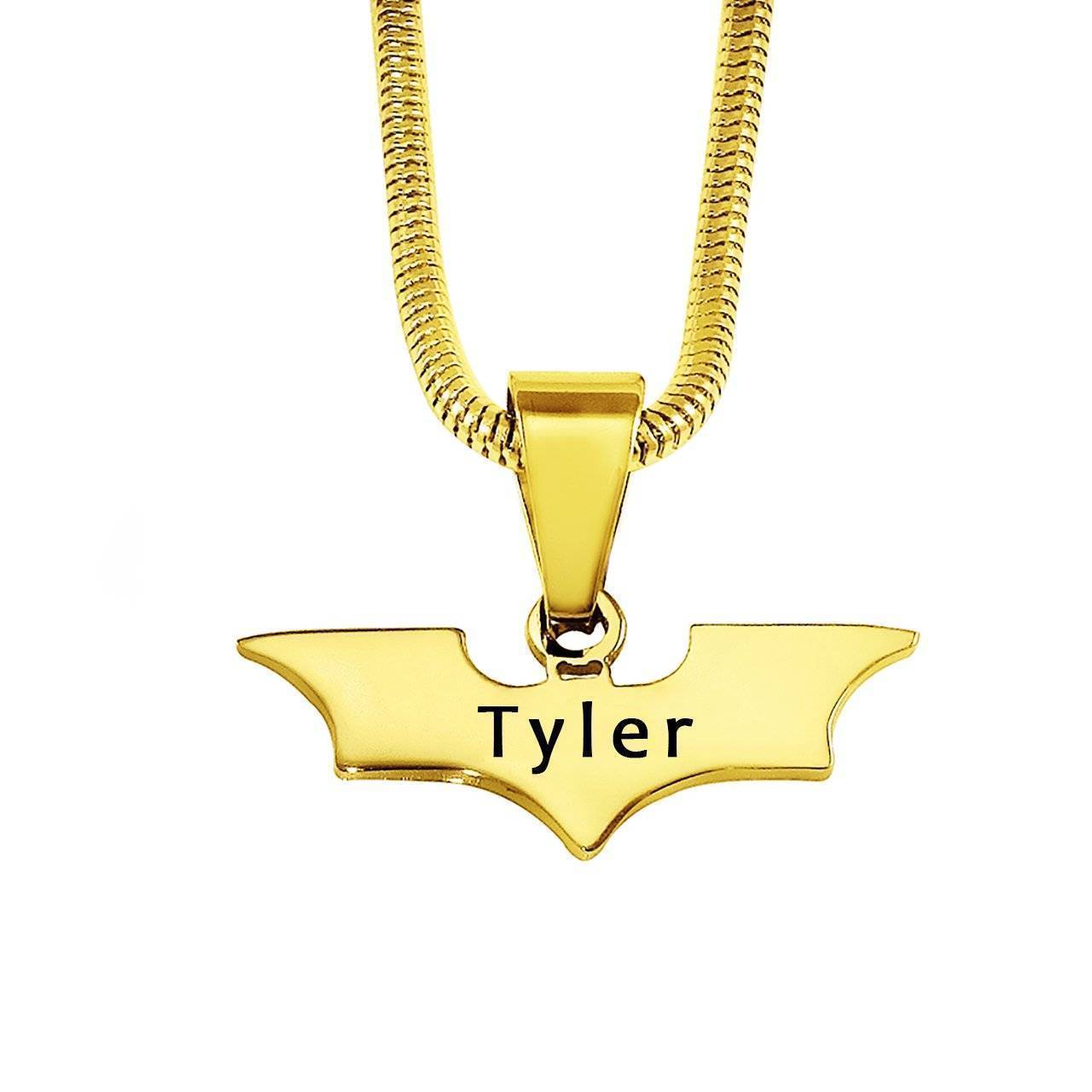 Super Hero Bat Name Necklace | Belle Fever Personalised Jewellery