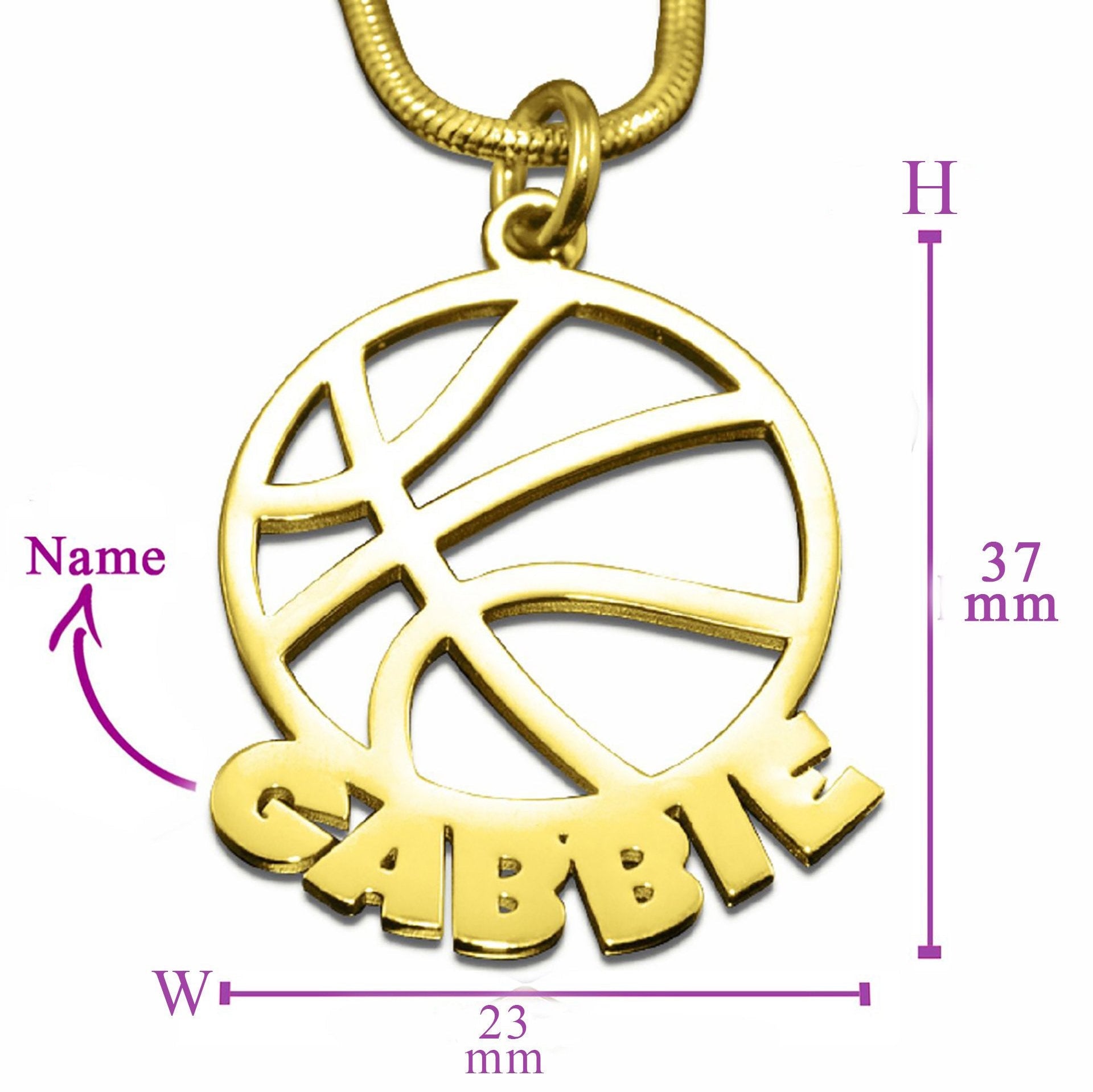 Basketball Name Necklace - Name Necklaces by Belle Fever