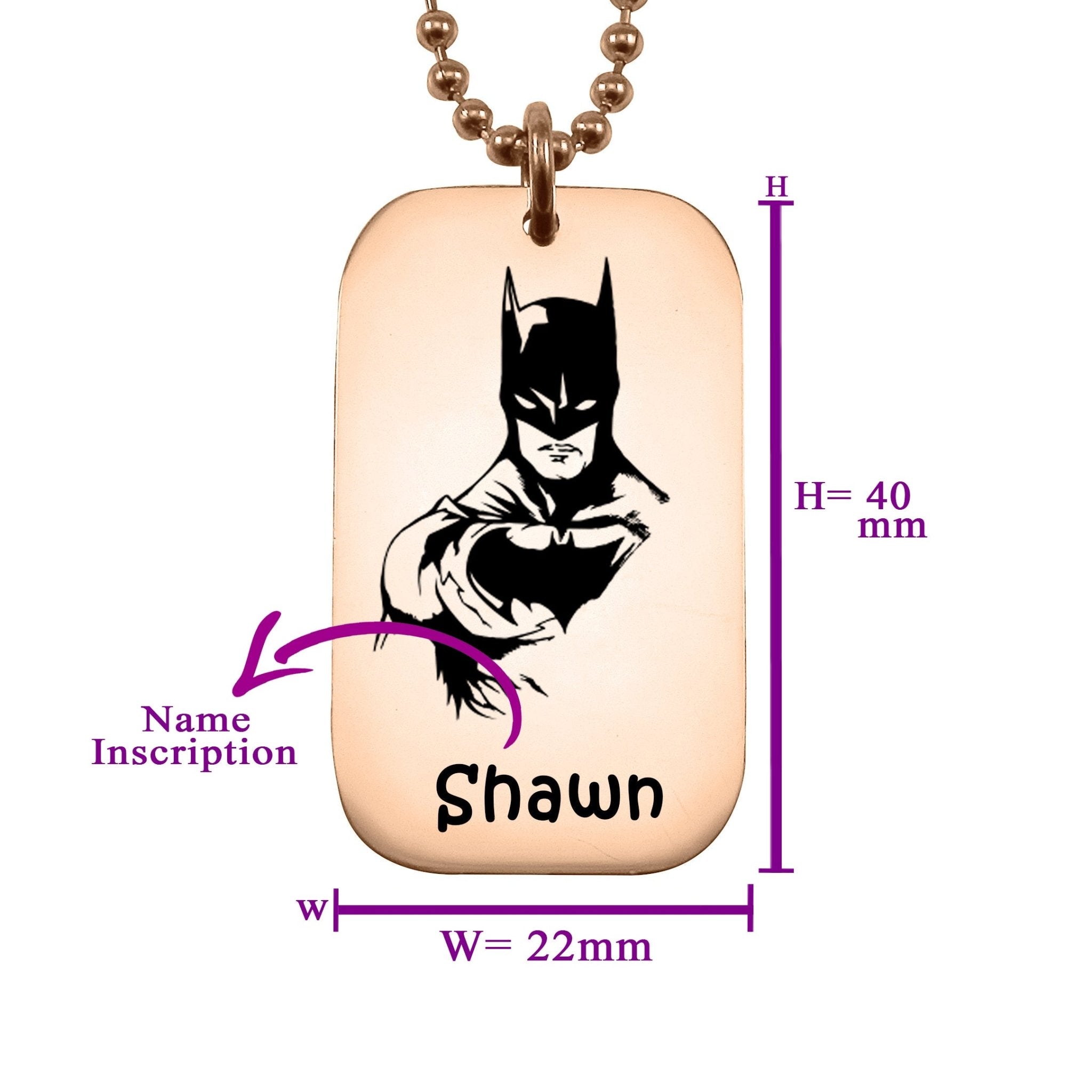 Bat Hero Personalised Tag Necklace - Mens Jewellery by Belle Fever