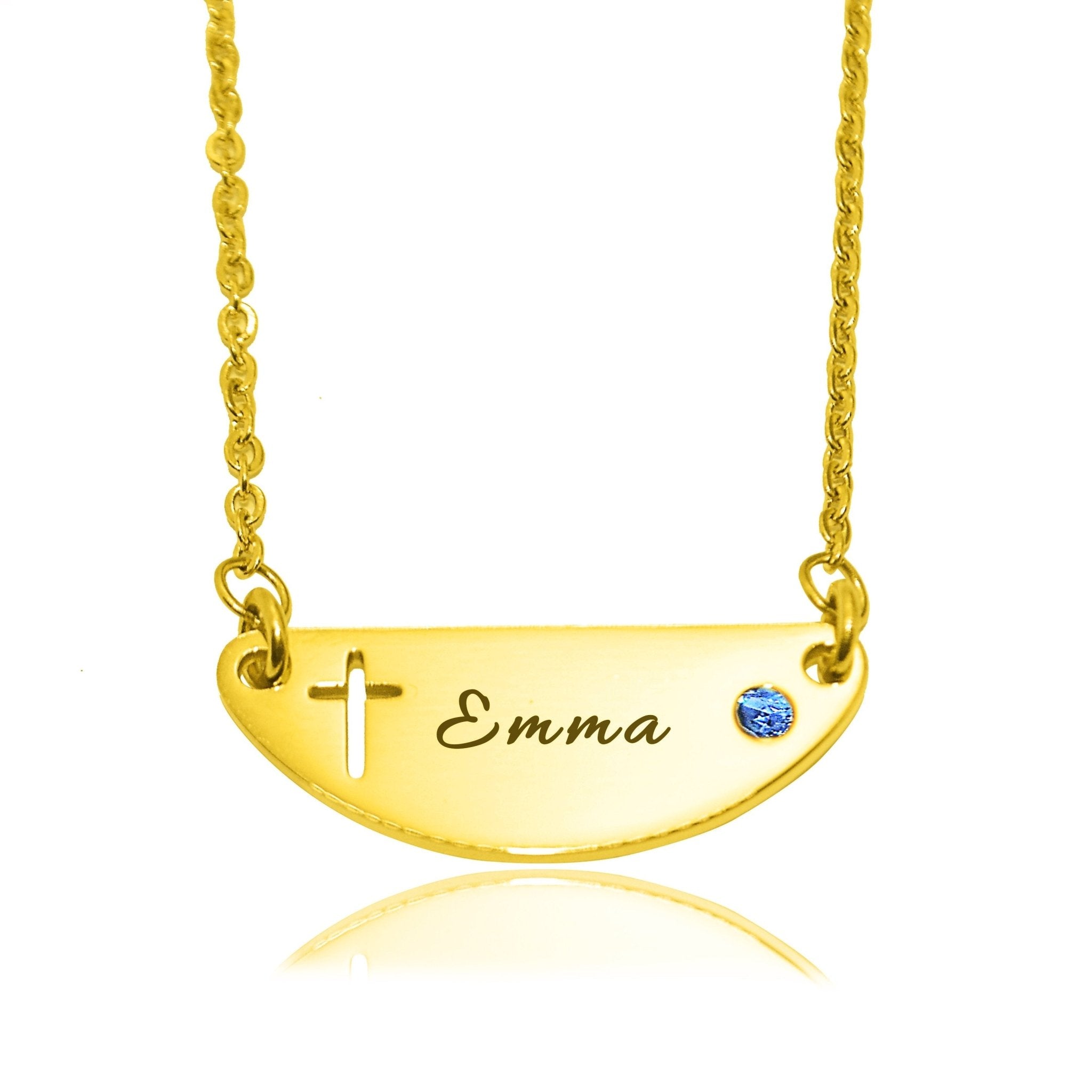 Beck Birthstone Cross Name Necklace - Name Necklaces by Belle Fever
