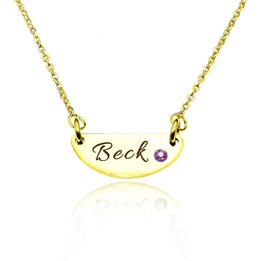 Beck Birthstone Name Necklace - Name Necklaces by Belle Fever