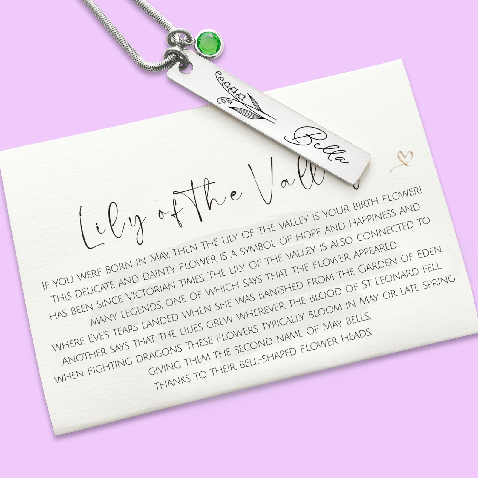 Birth Flower & Birthstone Personalised Necklace - ARTI by Belle Fever