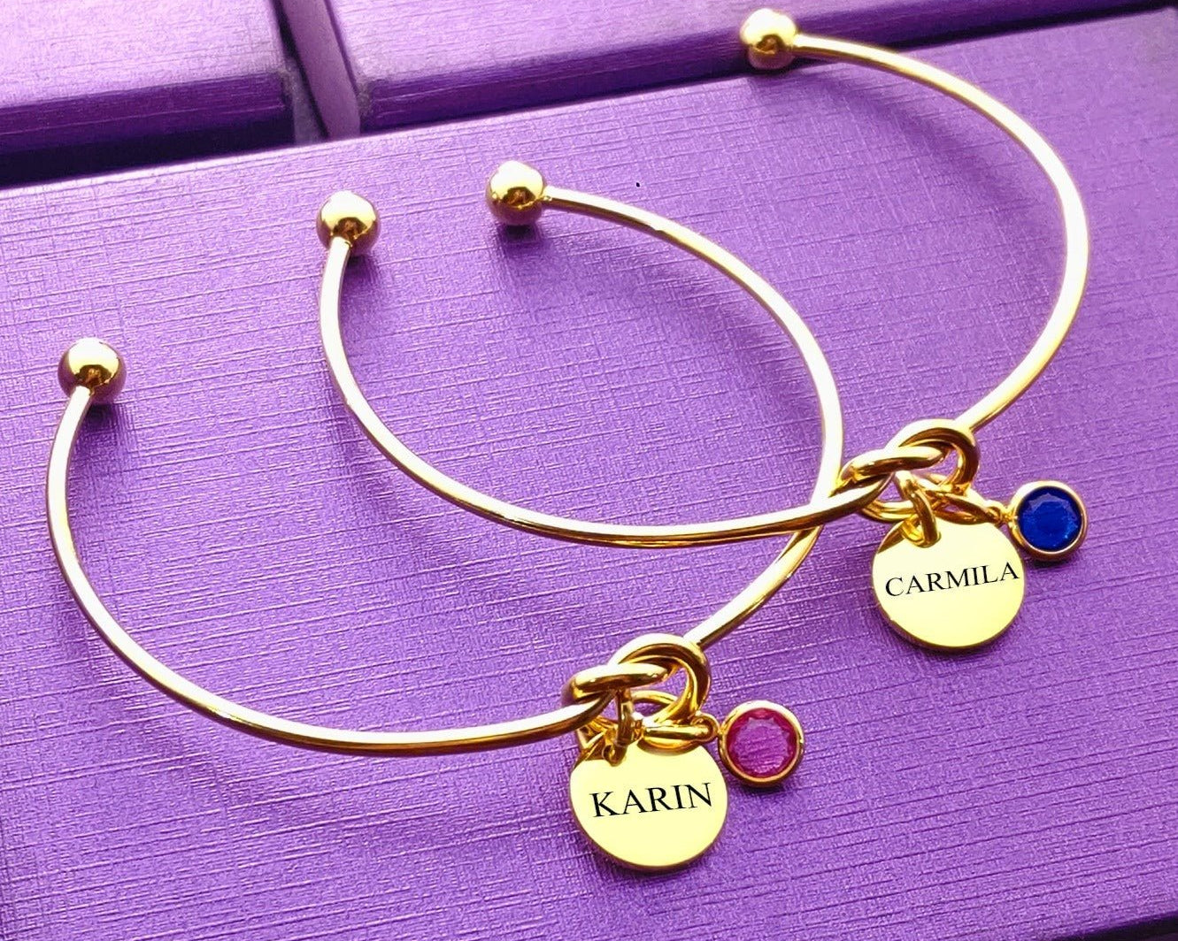 BUY ONE GET ONE Knot Bangle with Disc Charm & Birthstone - Deal