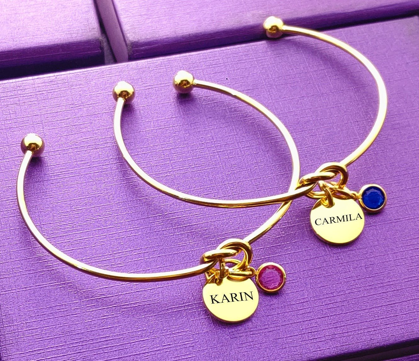 BUY ONE GET ONE Knot Bangle with Disc Charm & Birthstone - Deal