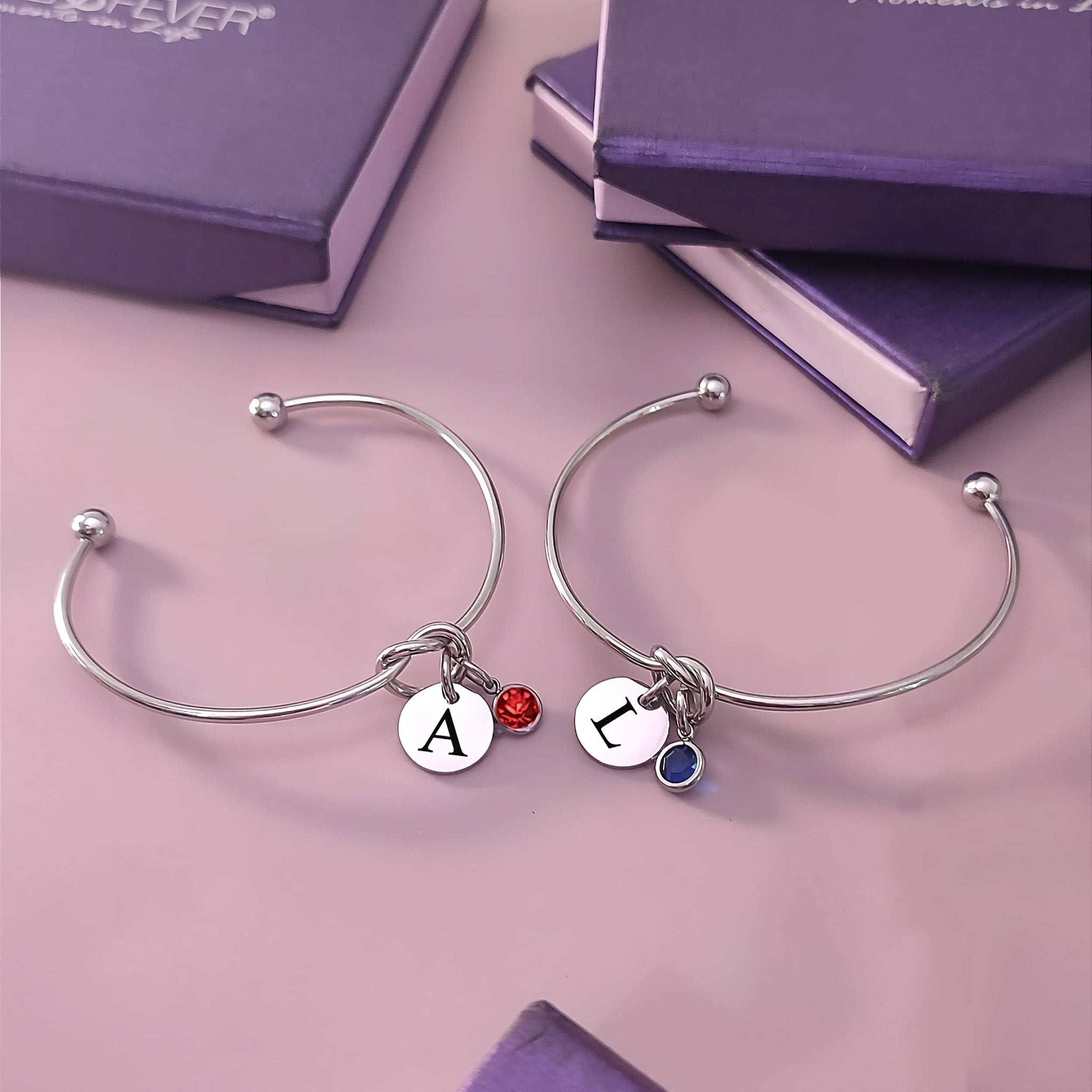 BUY ONE GET ONE Knot Bangle with Disc Charm & Birthstone - Deal