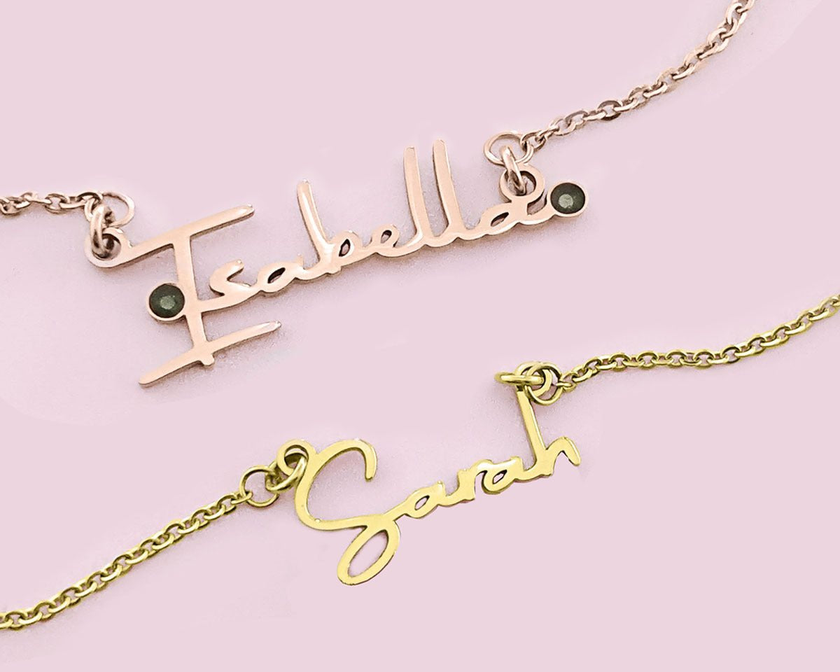 BUY ONE GET ONE Signature Name Necklace (Birthstones Optional) - Deal