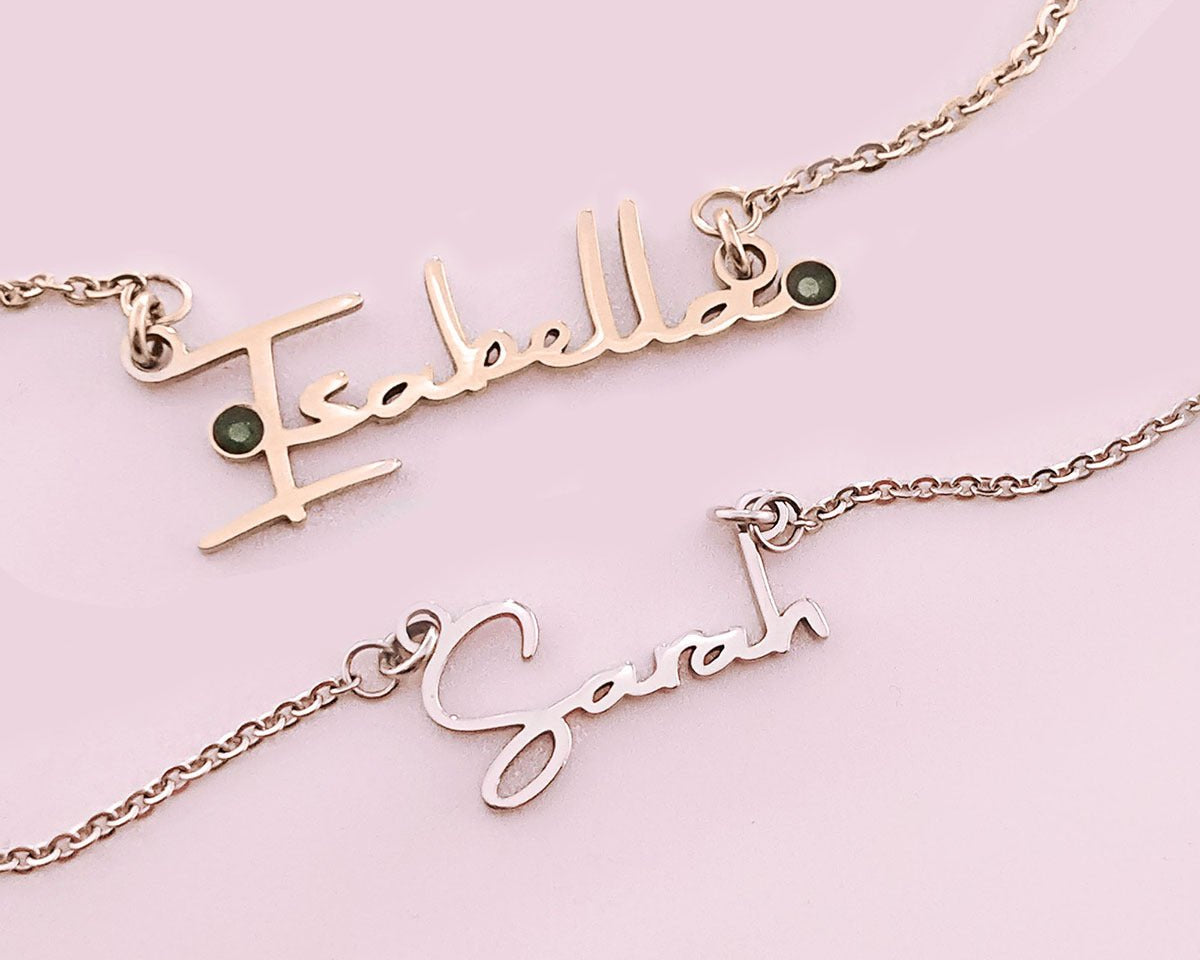 BUY ONE GET ONE Signature Name Necklace (Birthstones Optional) - Deal