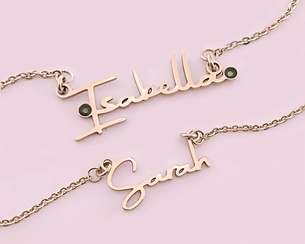 BUY ONE GET ONE Signature Name Necklace (Birthstones Optional) - Deal