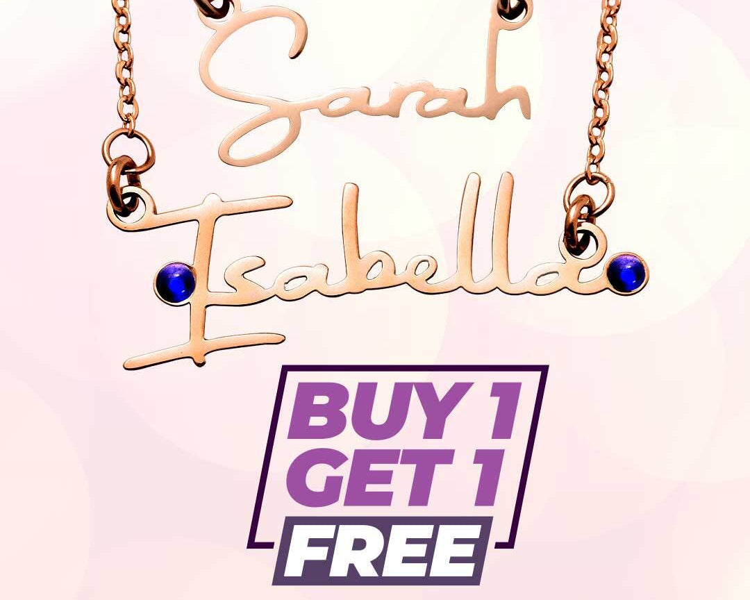 BUY ONE GET ONE Signature Name Necklace (Birthstones Optional) - Deal