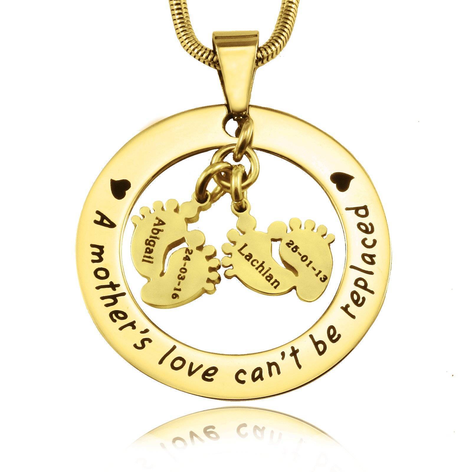 Cant Be Replaced Necklace - Double Feet - Mothers Jewellery by Belle Fever