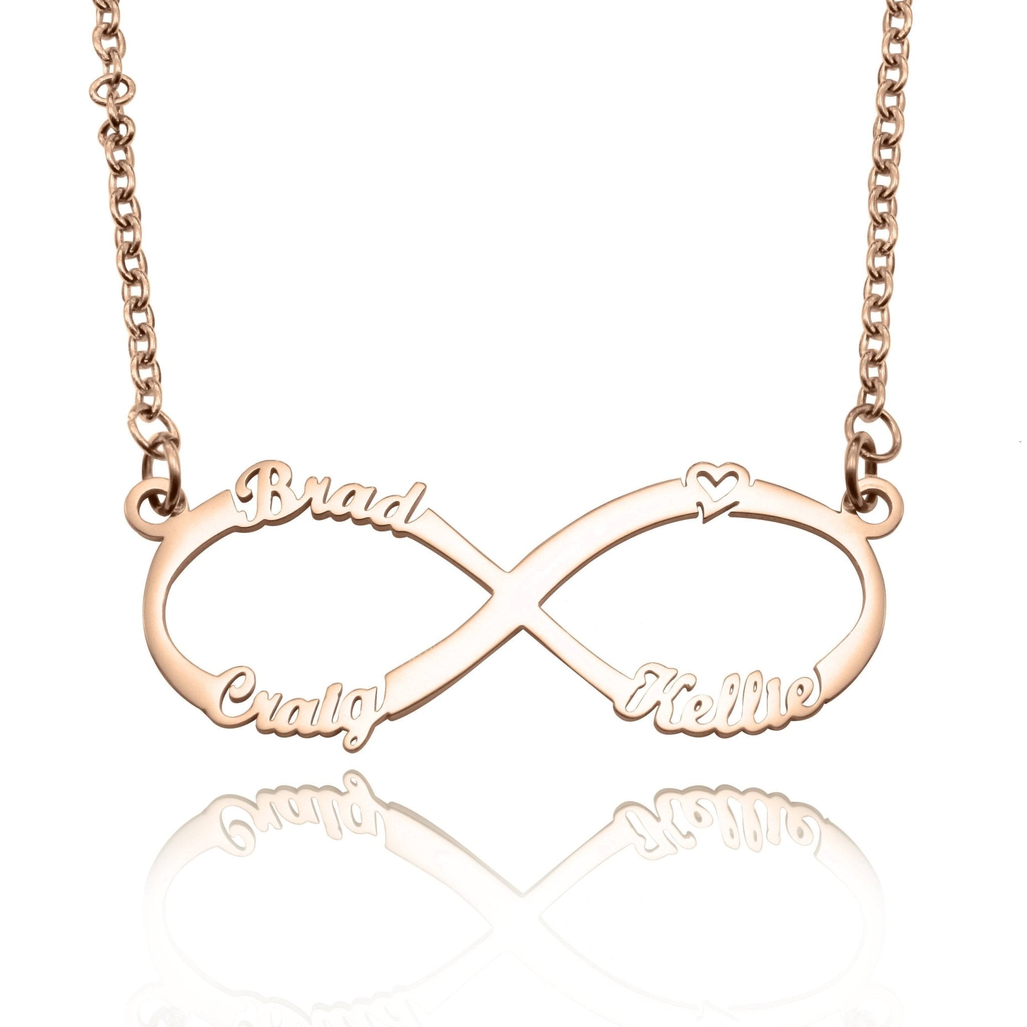 Classic Infinity Name Necklace (Birthstones Optional) - Name Necklaces by Belle Fever