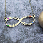 Classic Infinity Name Necklace (Birthstones Optional) - Name Necklaces by Belle Fever