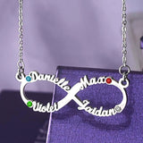Classic Infinity Name Necklace (Birthstones Optional) - Name Necklaces by Belle Fever