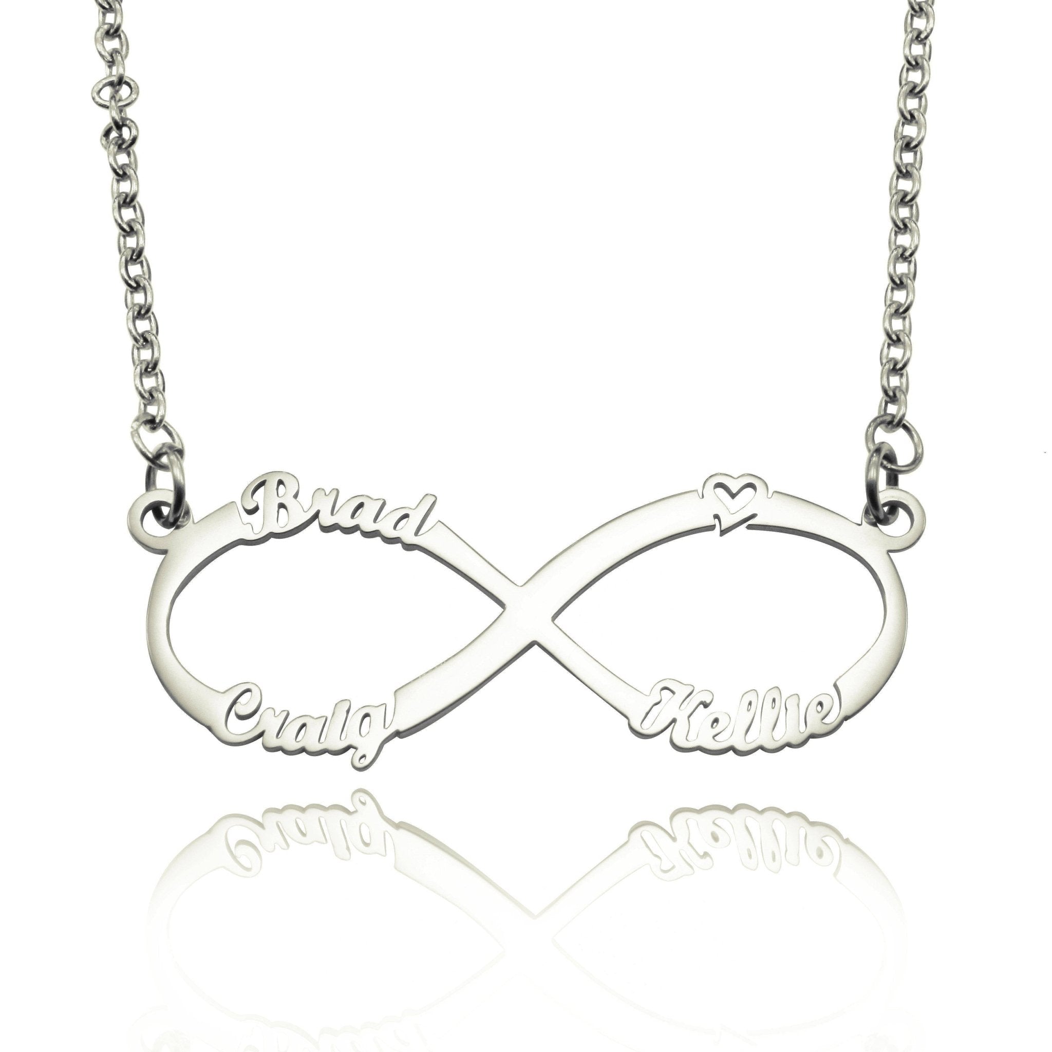 Classic Infinity Name Necklace (Birthstones Optional) - Name Necklaces by Belle Fever