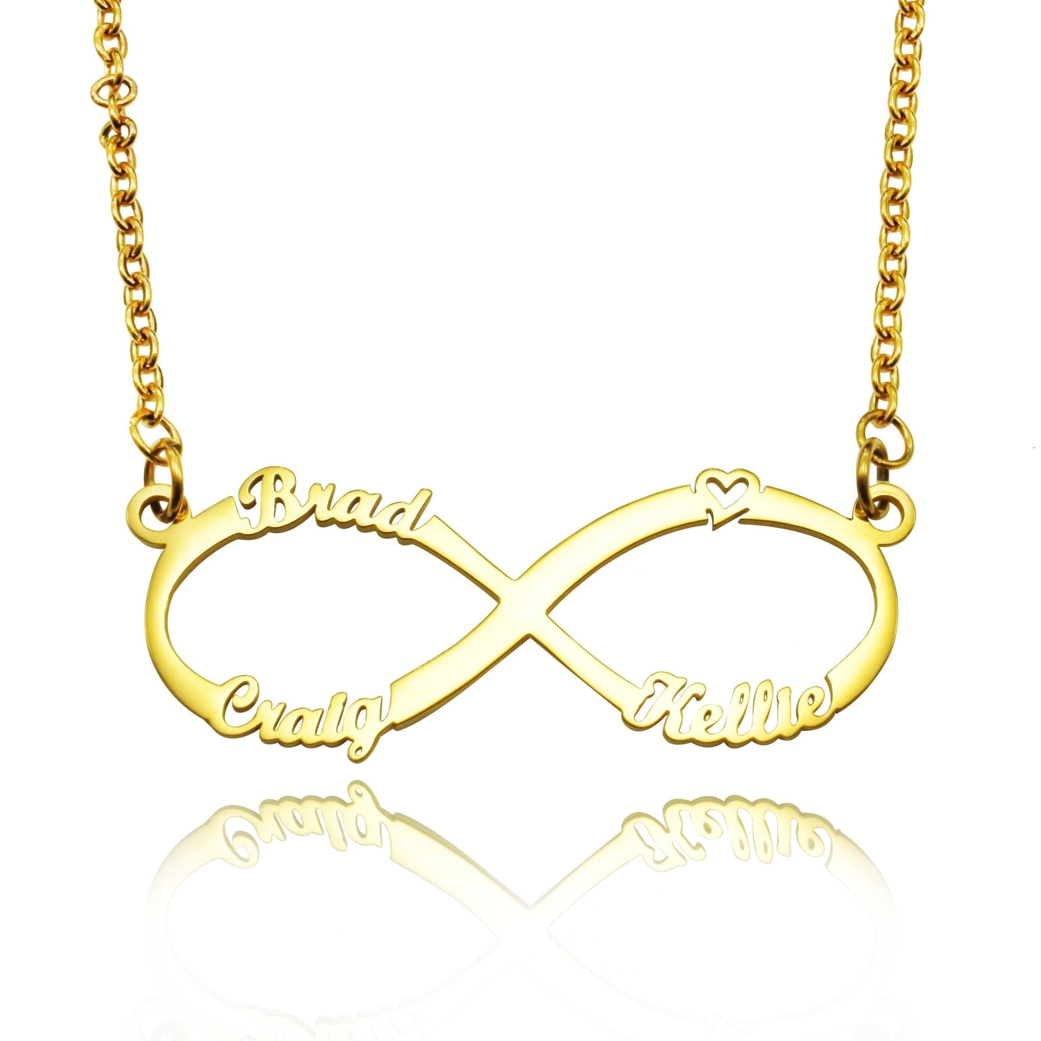 Classic Infinity Name Necklace (Birthstones Optional) - Name Necklaces by Belle Fever
