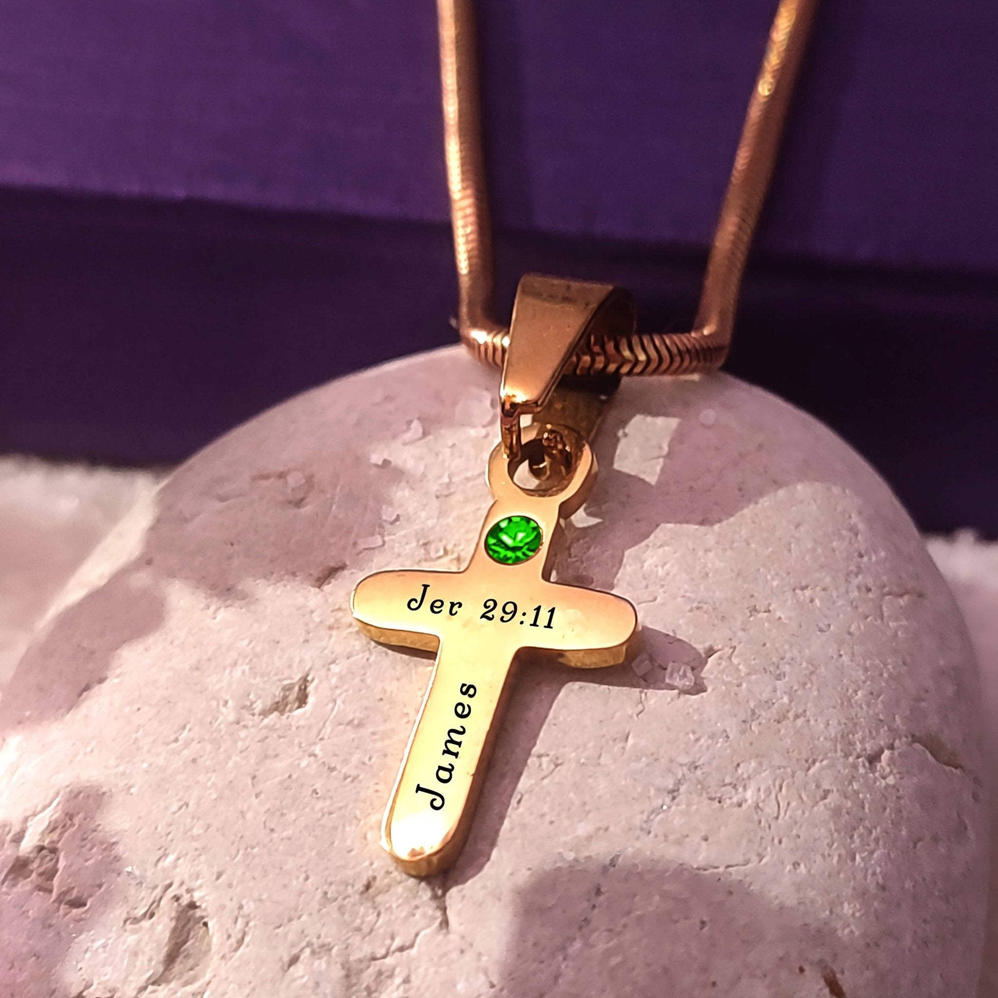 Cross Birthstone Name Necklace - Name Necklaces by Belle Fever