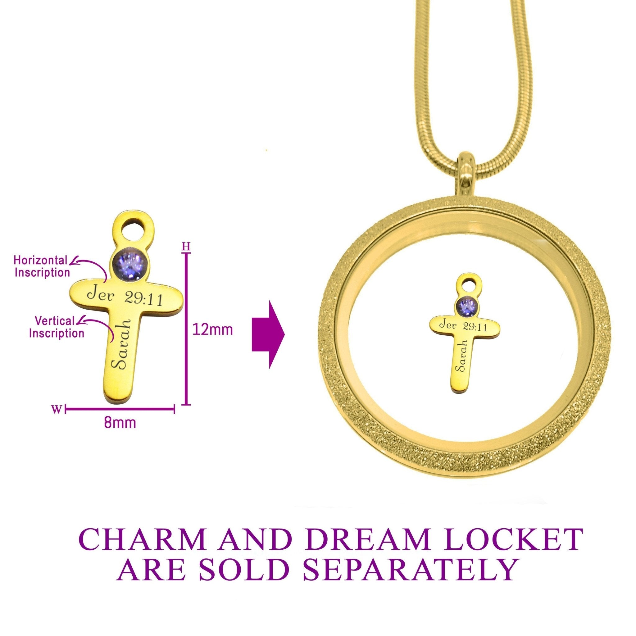 Cross Charm Birthstone for Dream Locket - Floating Dream Lockets by Belle Fever