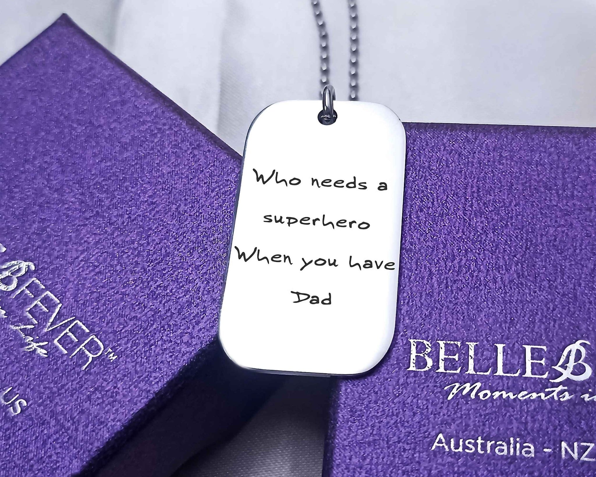 Dog Tag Handwriting Necklace - Mens Jewellery by Belle Fever