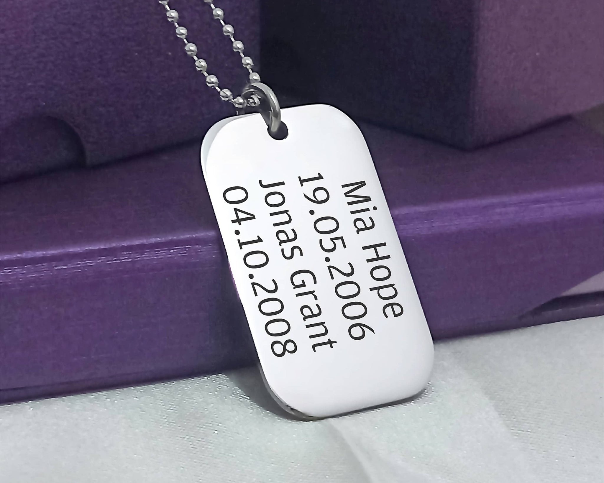 Dog Tag Necklace SINGLE - Mens Jewellery by Belle Fever