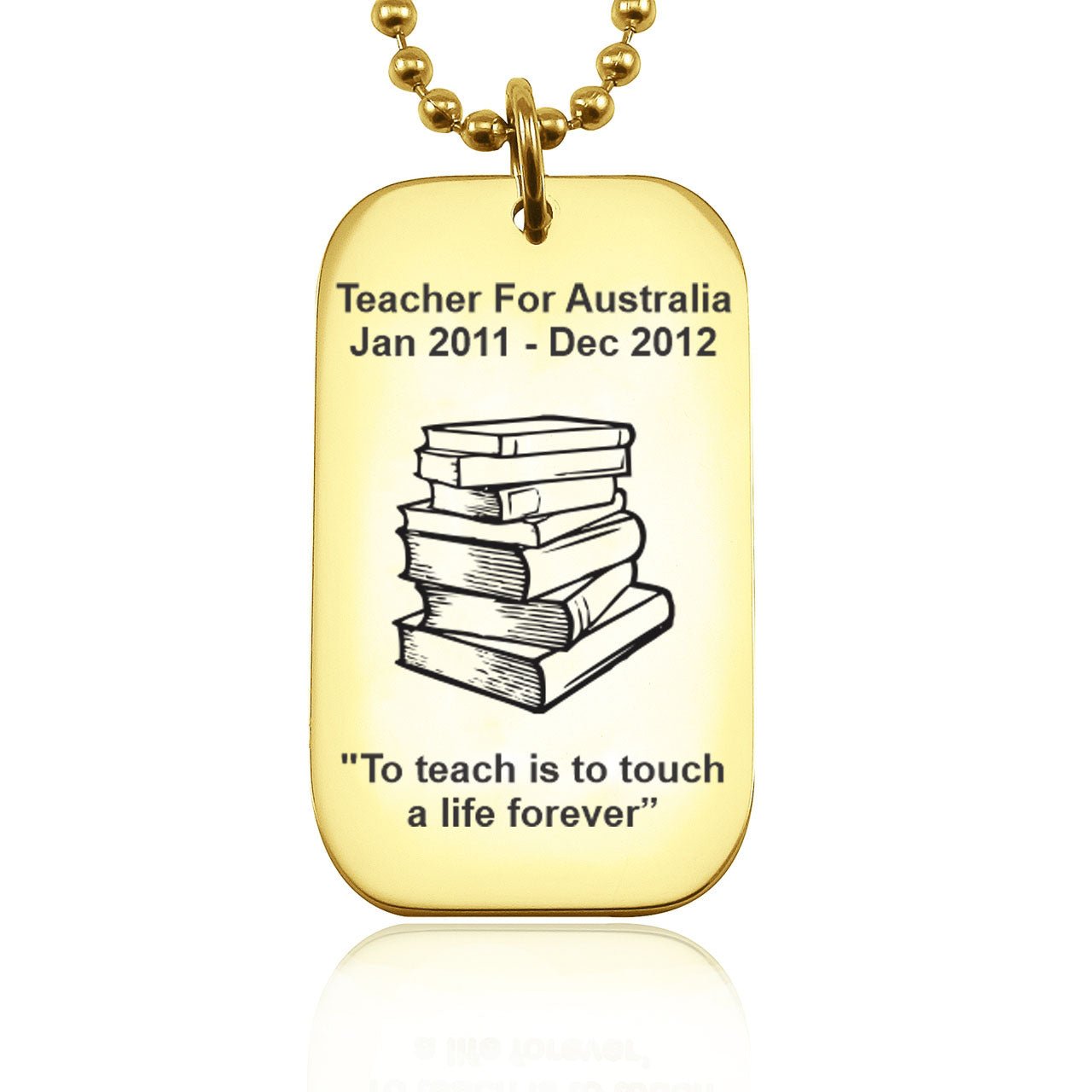 Dog Tag Necklace Teacher TEXT with SYMBOL - Mens Jewellery by Belle Fever