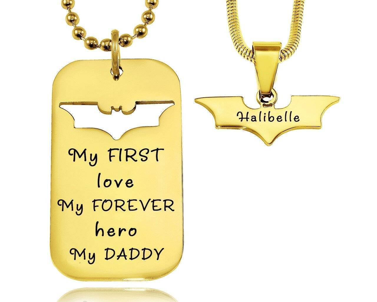 Dog Tag Super Hero Bat - Two Necklaces - Mens Jewellery by Belle Fever