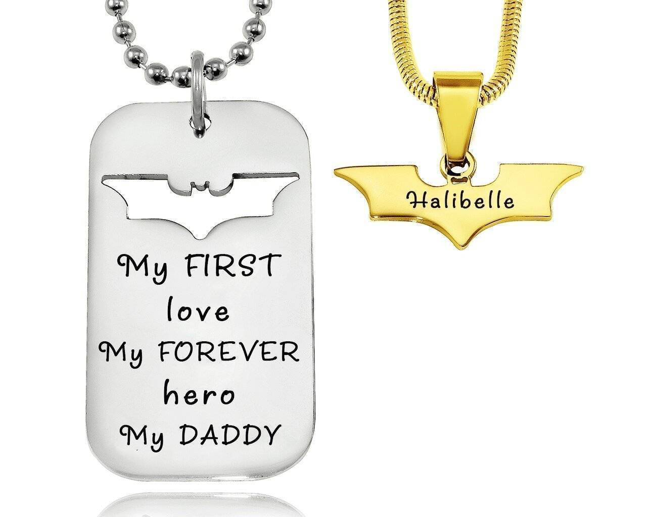 Dog Tag Super Hero Bat - Two Necklaces - Mens Jewellery by Belle Fever