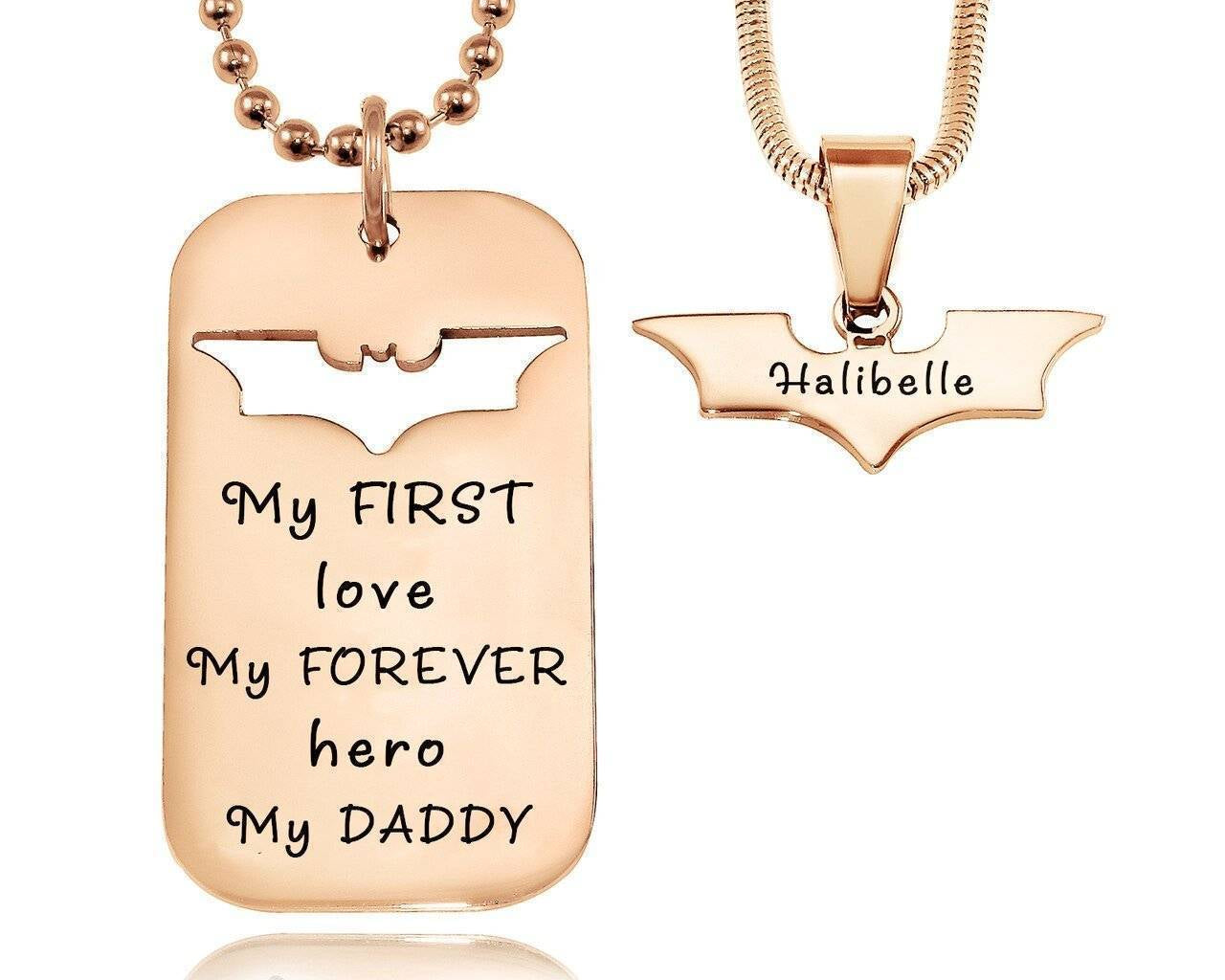 Dog Tag Super Hero Bat - Two Necklaces - Mens Jewellery by Belle Fever