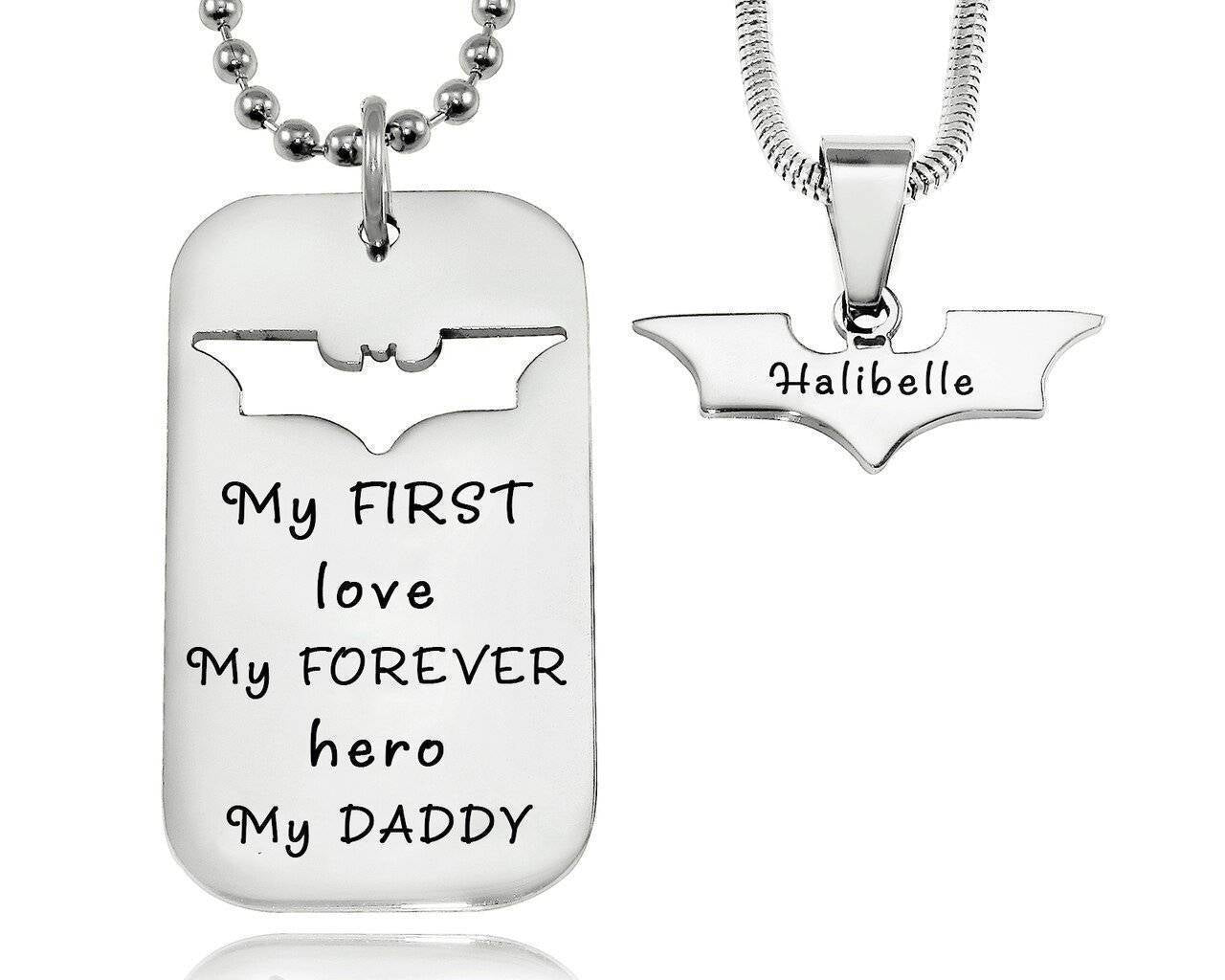Dog Tag Super Hero Bat - Two Necklaces - Mens Jewellery by Belle Fever