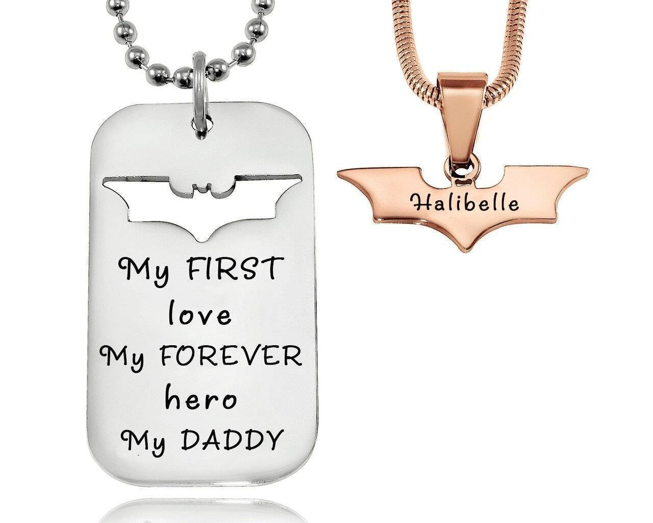 Dog Tag Super Hero Bat - Two Necklaces - Mens Jewellery by Belle Fever