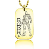 Dog Tag Super Hero Steel Man Necklace - Mens Jewellery by Belle Fever