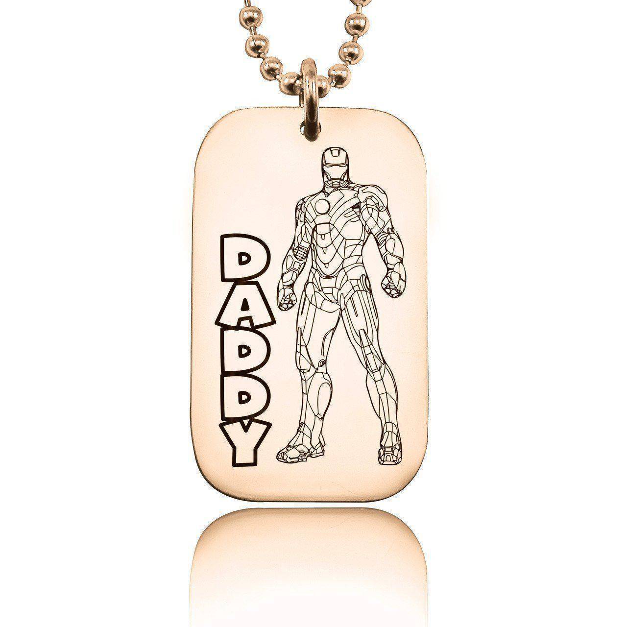 Dog Tag Super Hero Steel Man Necklace - Mens Jewellery by Belle Fever