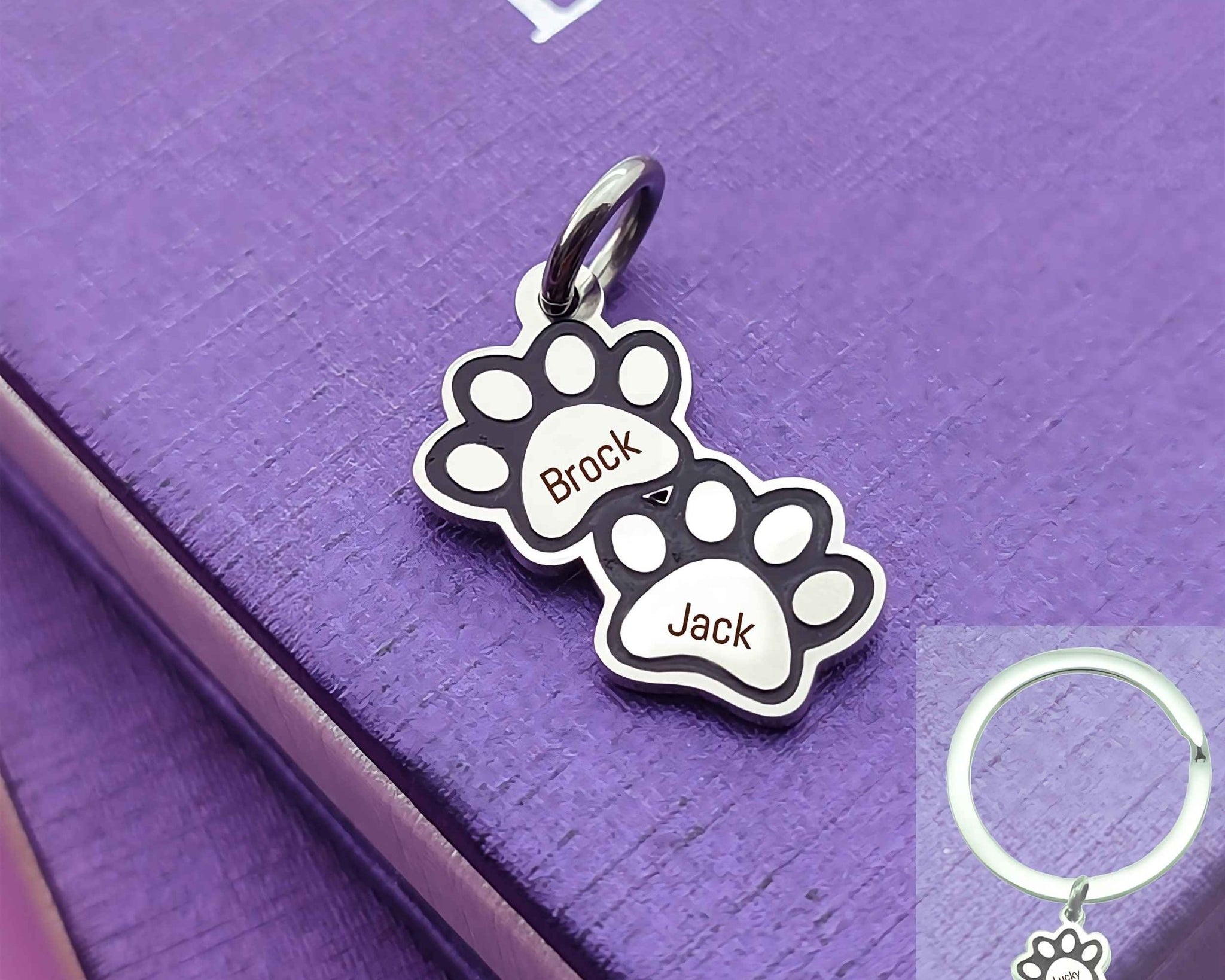 Double Mini Paw Prints Charm for Keyring - Keyrings by Belle Fever