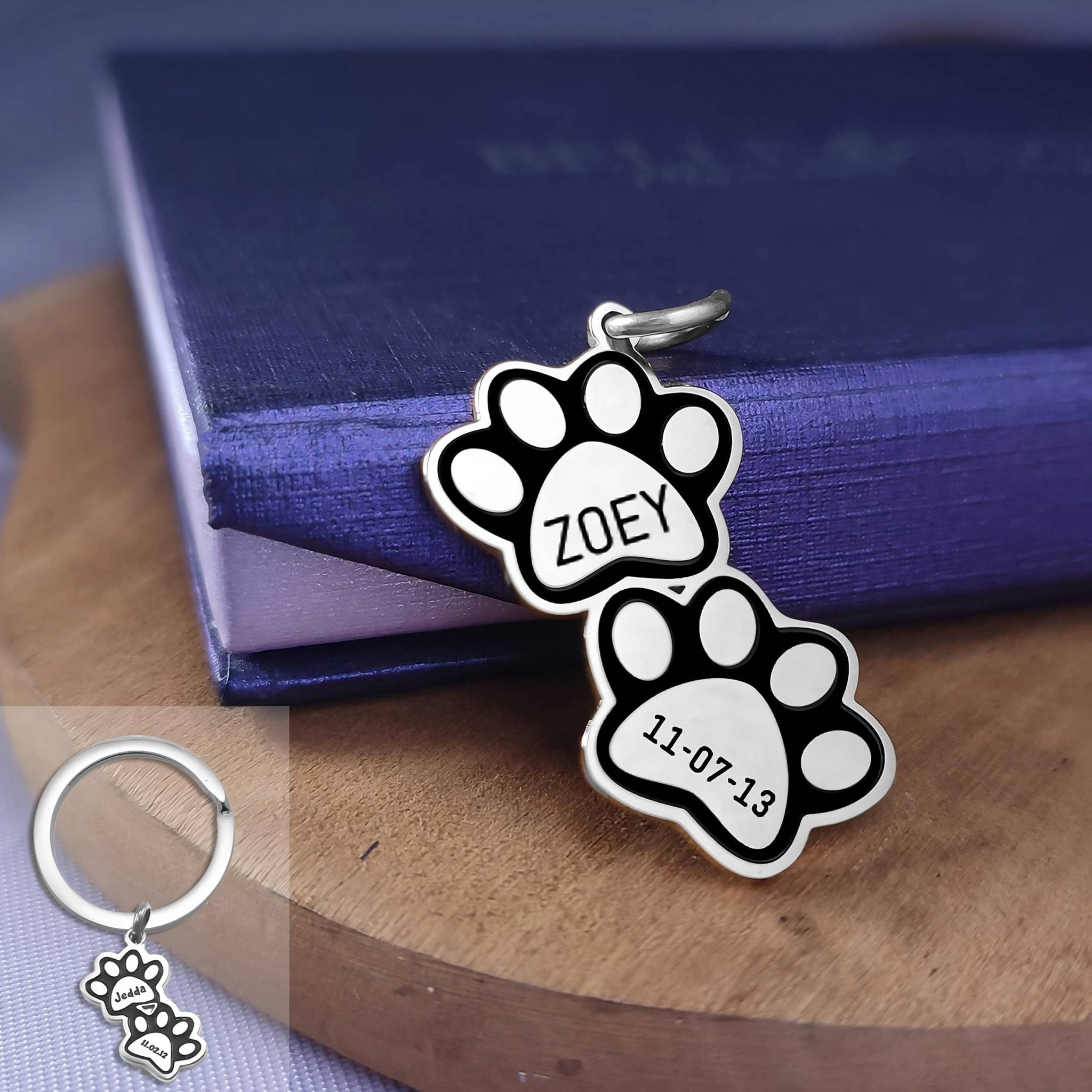 Double Mini Paw Prints Charm for Keyring - Keyrings by Belle Fever