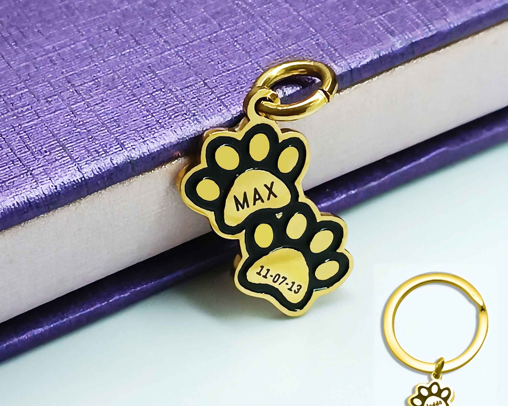 Double Paw Prints Charm for Keyring - Keyrings by Belle Fever