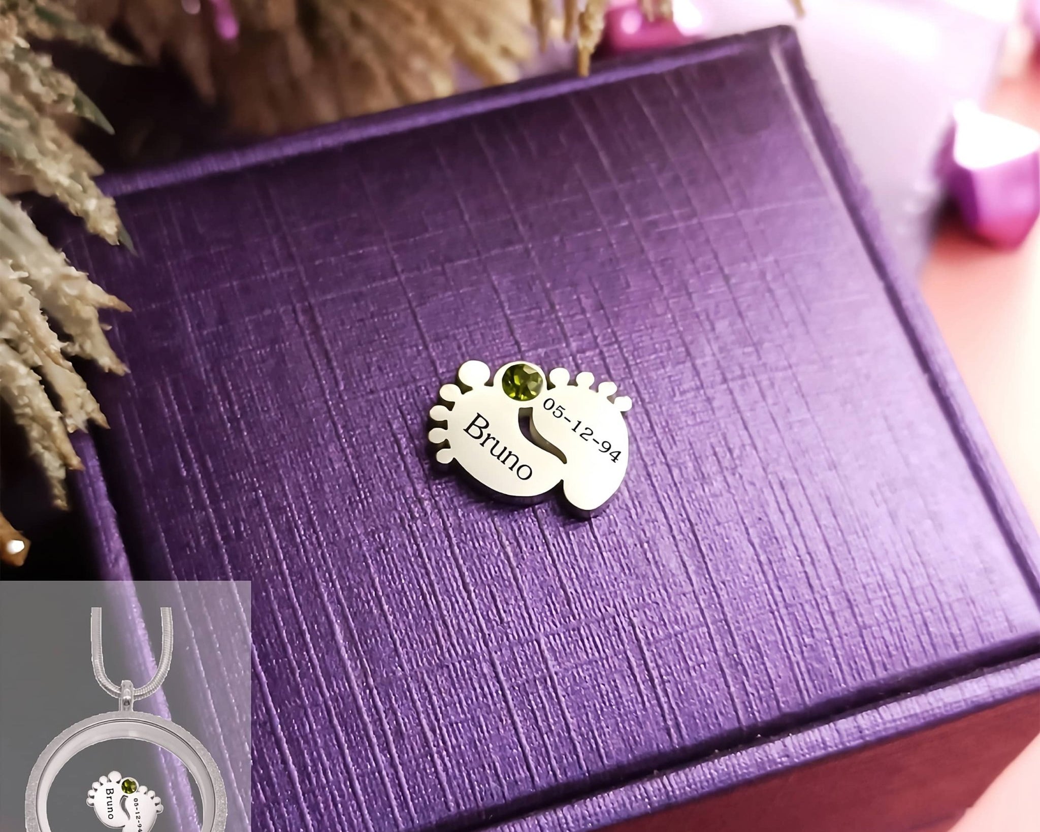 Feet Birthstone Charm for Dream Locket - Floating Dream Lockets by Belle Fever