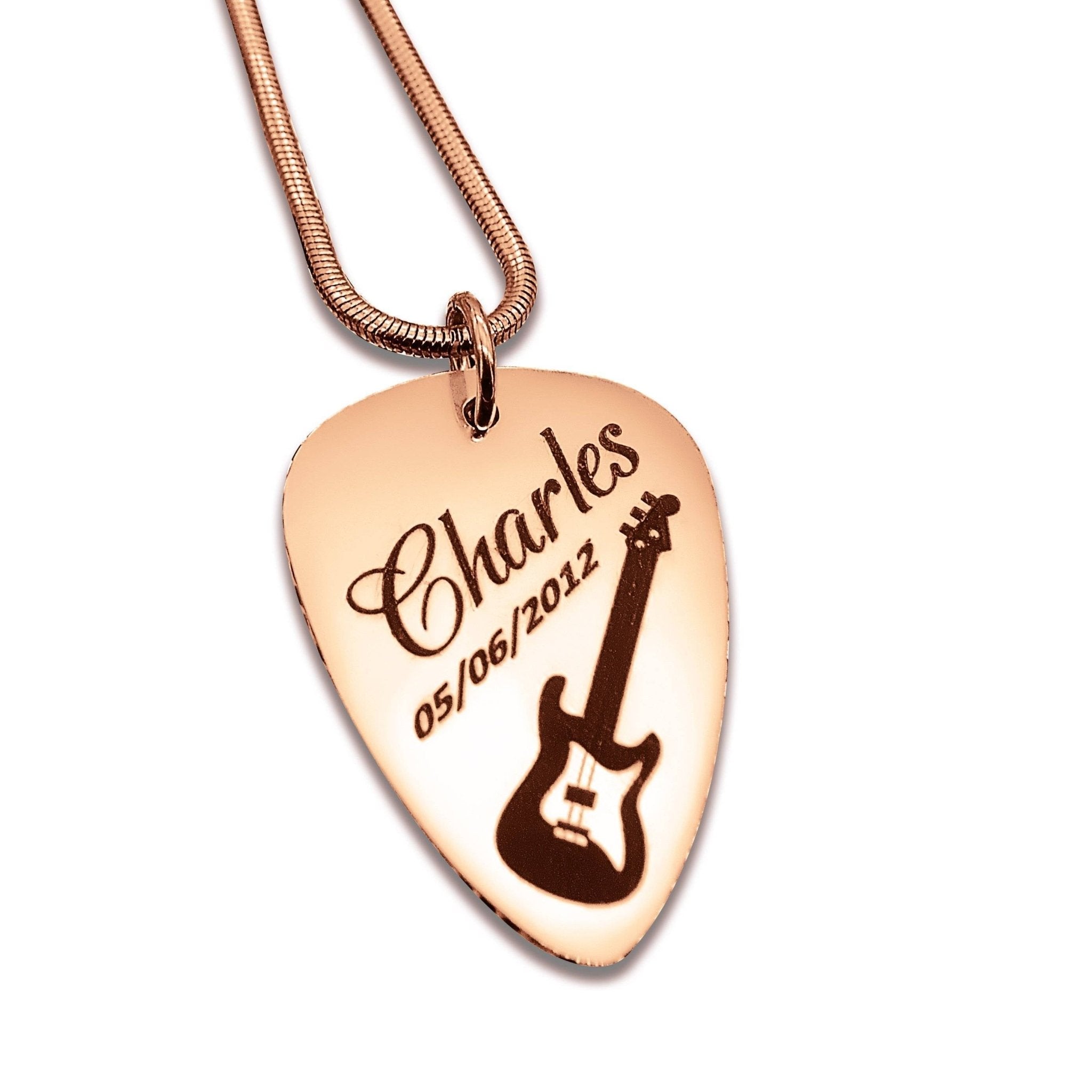 Guitar Pick Name Necklace - Name Necklaces by Belle Fever
