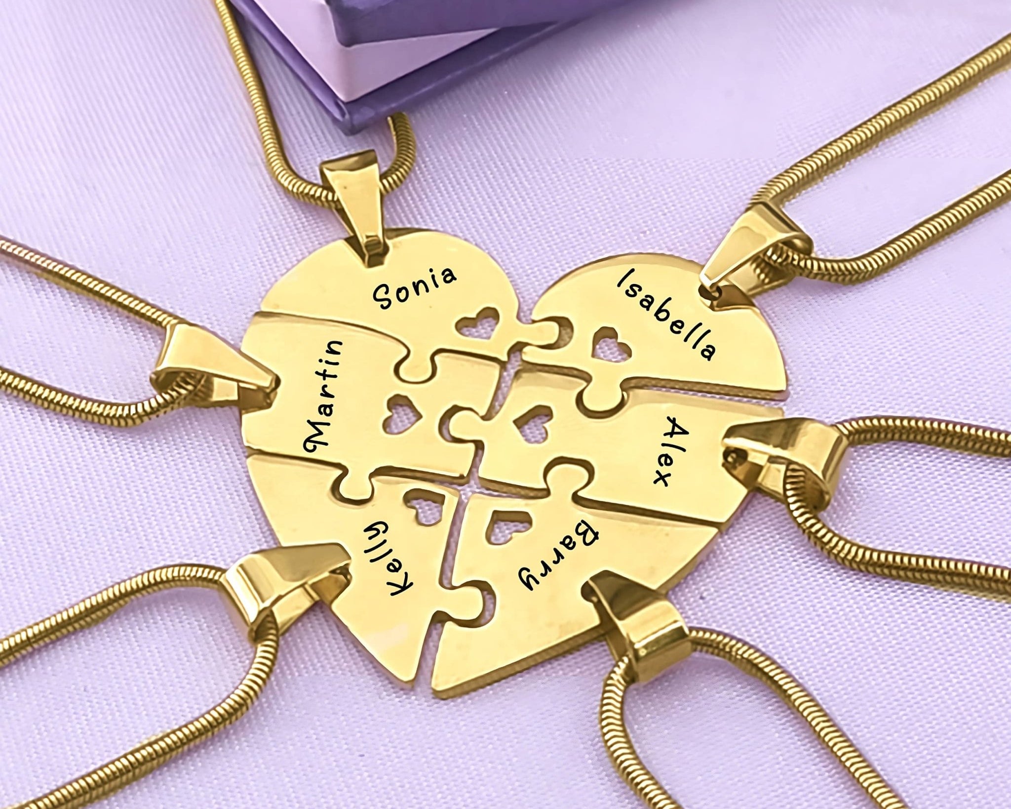 Hexa Heart Puzzle 6 Personalised Necklaces - Puzzle Jewellery by Belle Fever