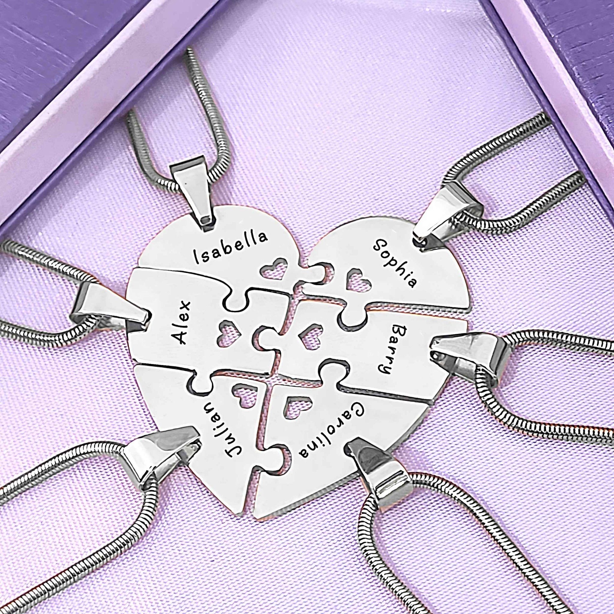 Hexa Heart Puzzle 6 Personalised Necklaces - Puzzle Jewellery by Belle Fever