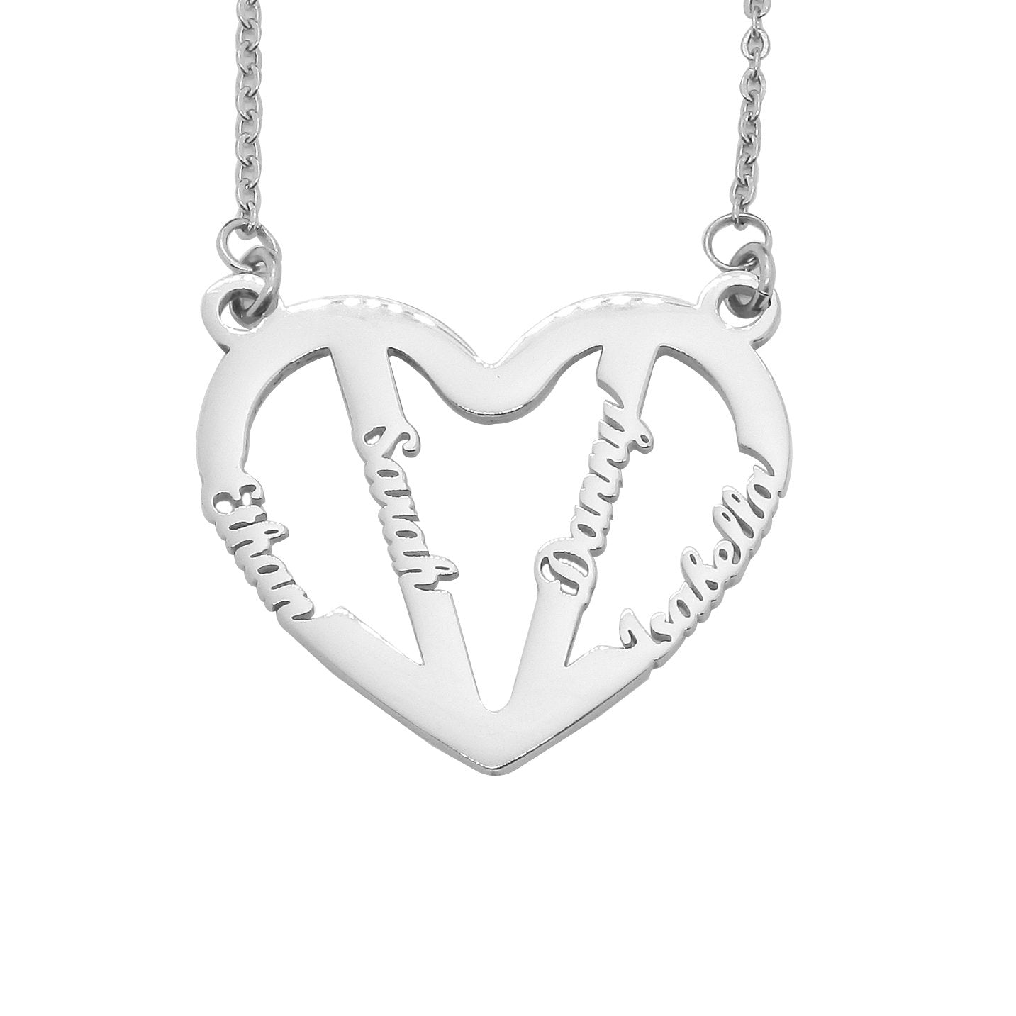 In My Heart Name Necklace (Birthstones Optional) - Name Necklaces by Belle Fever