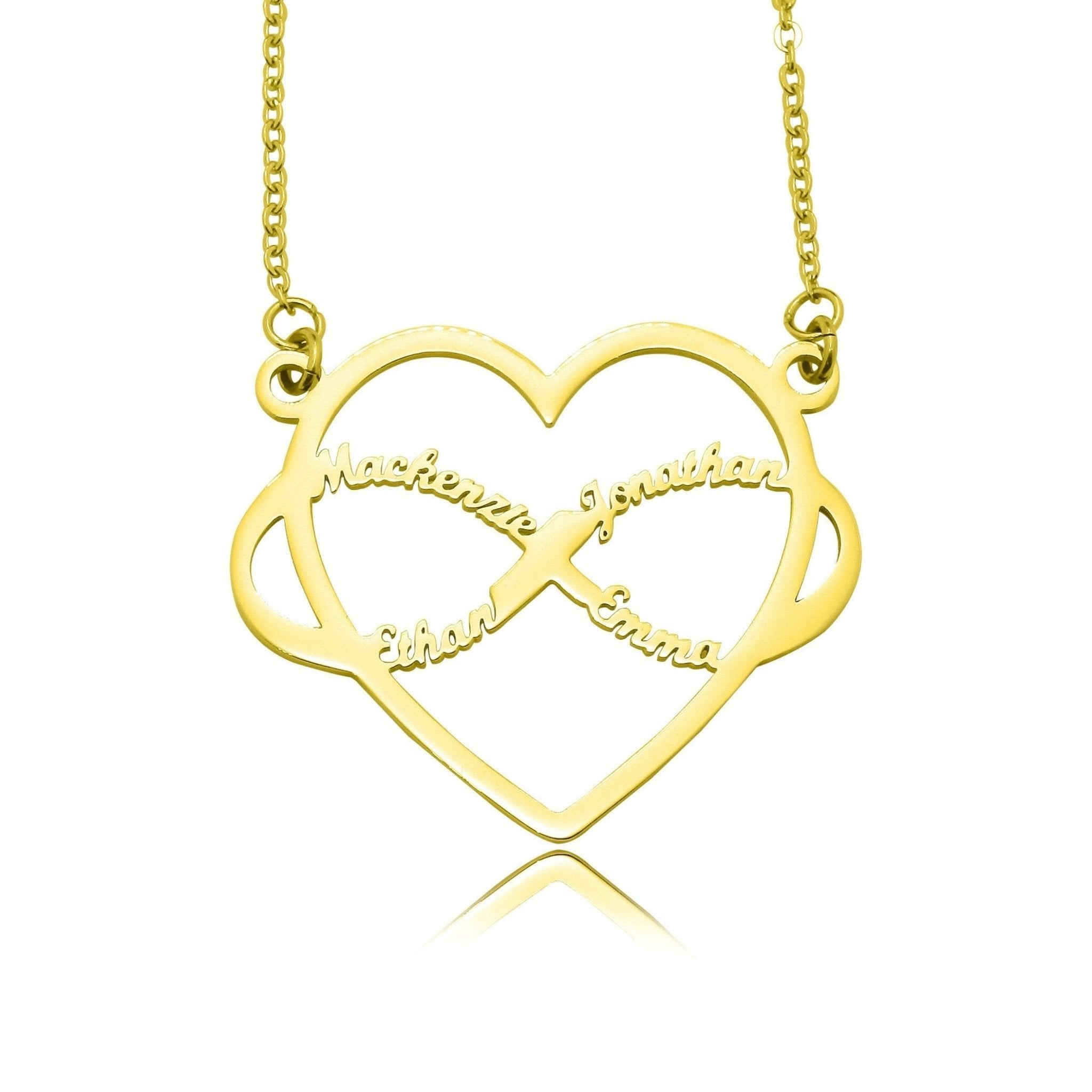 Infinite Love Heart Name Necklace with Birthstones - Name Necklaces by Belle Fever