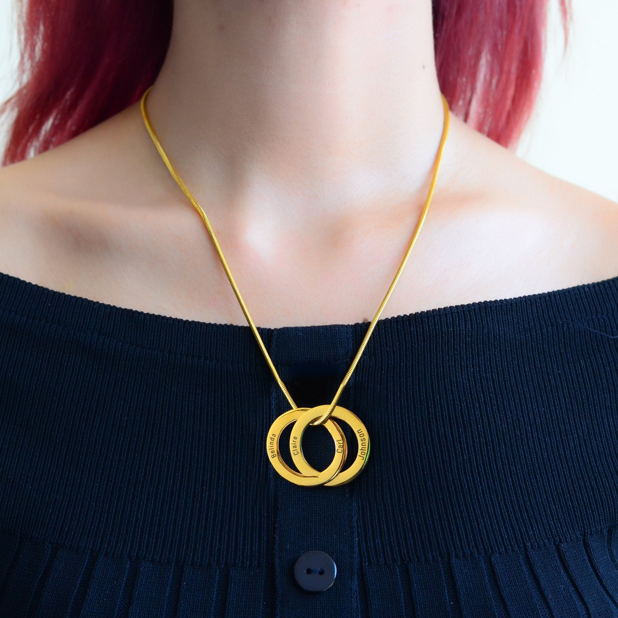 Interlinked Love 2 Rings Necklace - Mothers Jewellery by Belle Fever