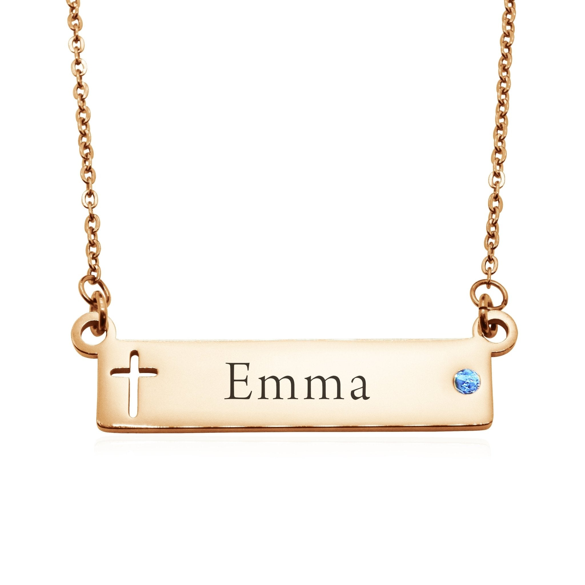 Jess Bar Cross Name Necklace - Name Necklaces by Belle Fever
